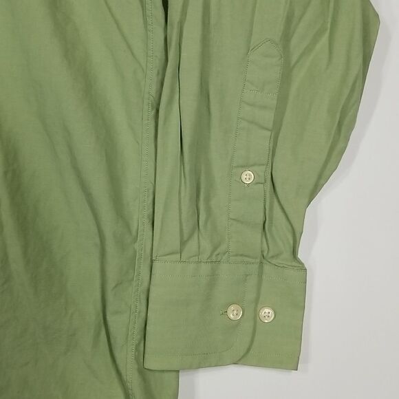 Nautica Shirt Men's 17 34/35 Button Up Regular Long Sleeve Olive Green Office - Picture 3 of 8
